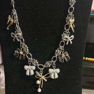 Elegant Silver and Gold Bow Necklace - Made with‎ Love Customized